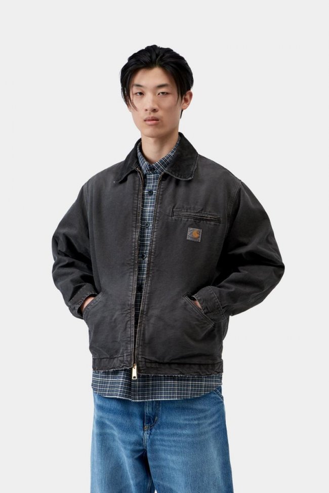 Carhartt OG Detroit Jacket - Black / Black, Destroy wash Carhartt OG Detroit Jacket - Black / Black, Destroy wash