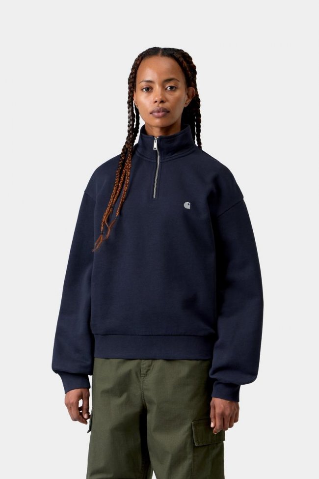 Carhartt Casey High Neck Sweatshirt - Dark Navy / Silver Carhartt Casey High Neck Sweatshirt - Dark Navy / Silver