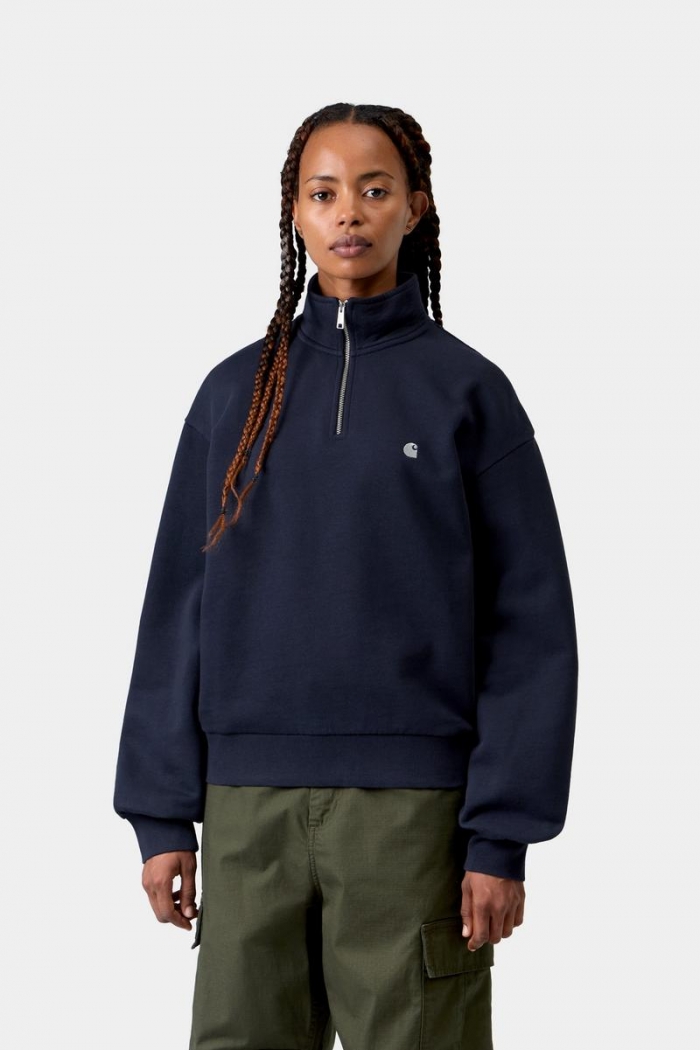 Carhartt Casey High Neck Sweatshirt - Dark Navy / Silver