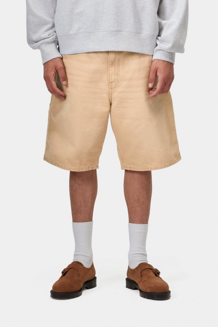 Carhartt Single Knee Short - Dusty H Brown, Stone canvas