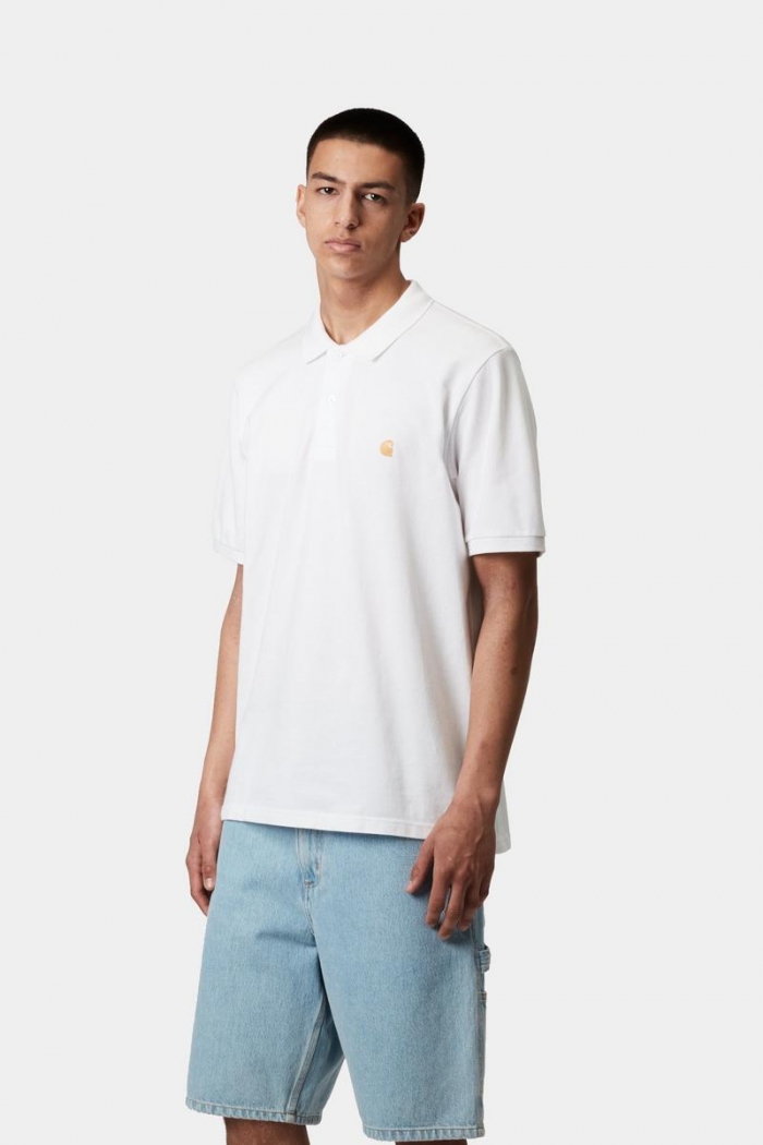 Carhartt S/S Chase Pique Polo - White / Gold