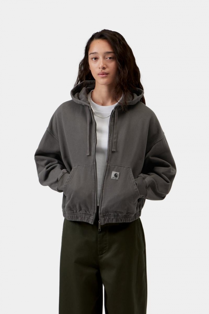 Carhartt Hooded Hoggard Jacket - Black, Garment dyed