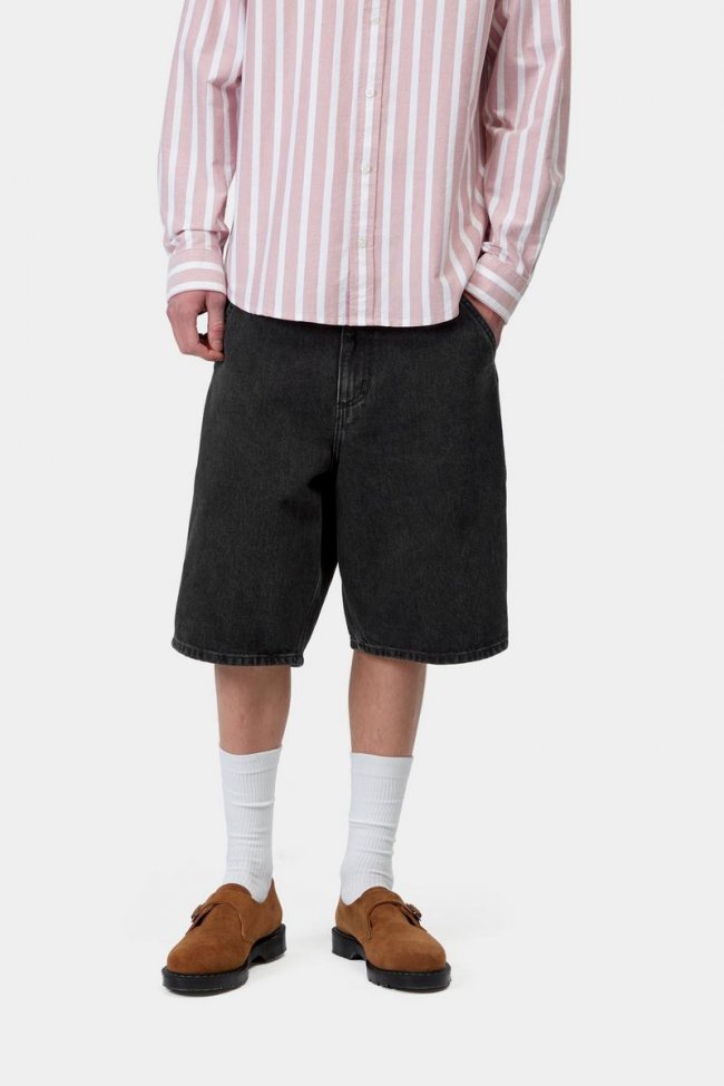Carhartt Single Knee Short - Black, Stone washed