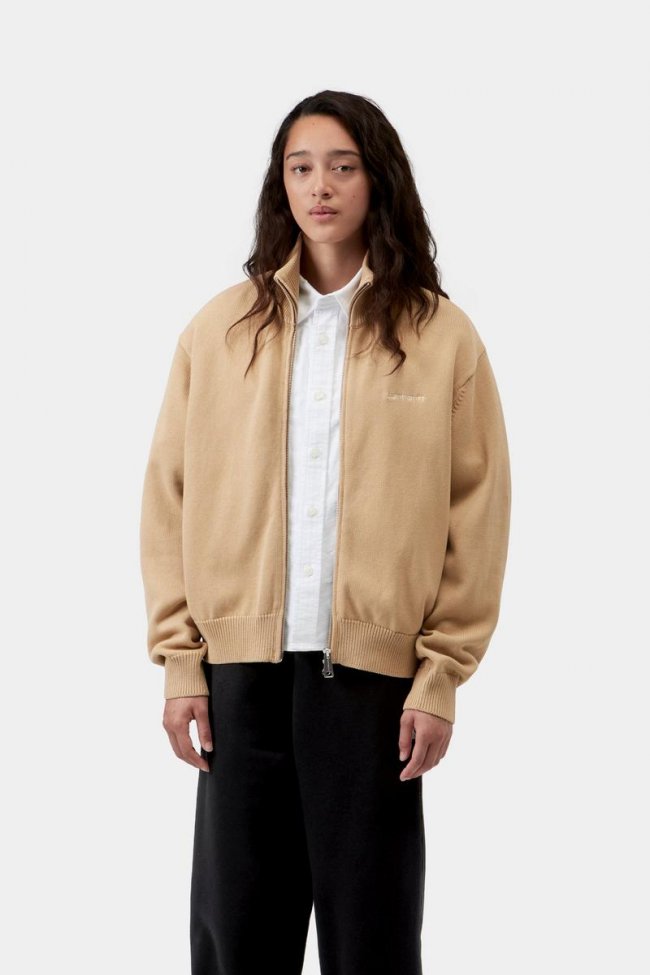 Carhartt Kori Sweater Jacket - Dusty H Brown, Garment dyed