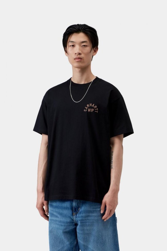 Carhartt S/S Arch Script T-Shirt - Black / WIP H Brown