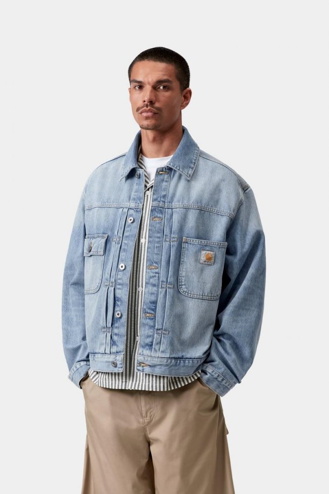 Carhartt Belmar Jacket - Blue, Heavy worn bleached