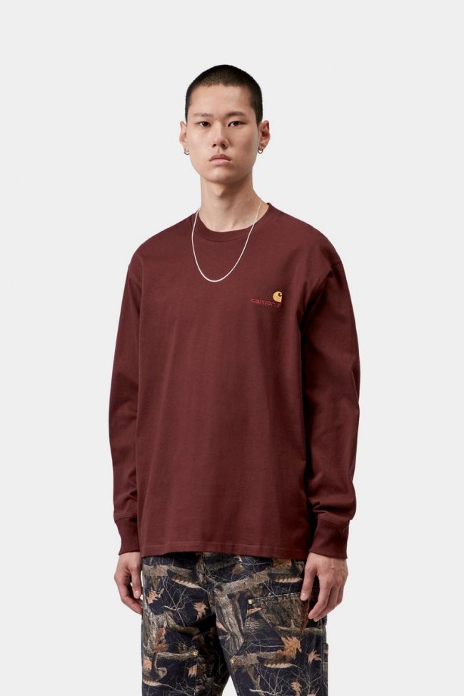 Carhartt L/S American Script T-Shirt - Amarone