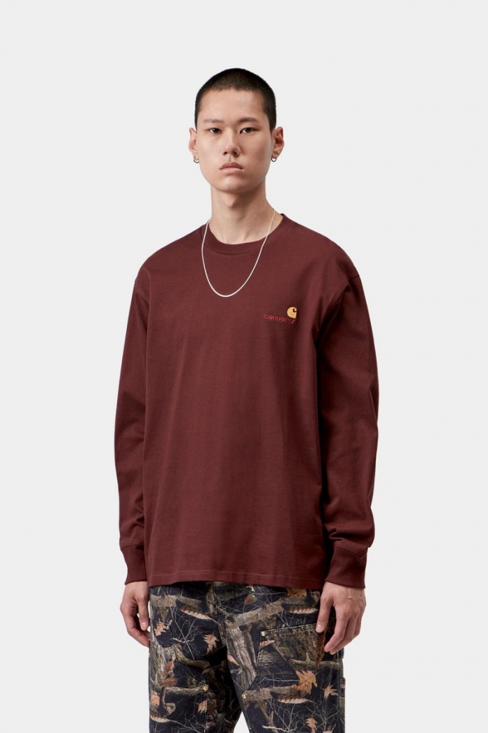 Carhartt L/S American Script T-Shirt - Amarone