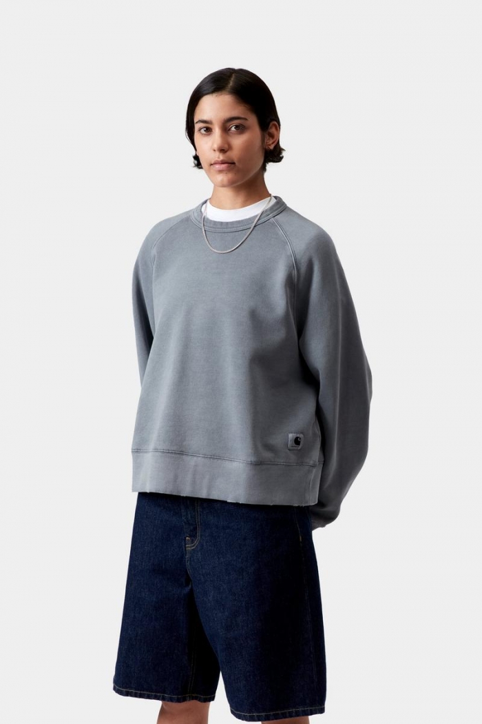 Carhartt Torion Sweatshirt - Office Blue, Grind wash