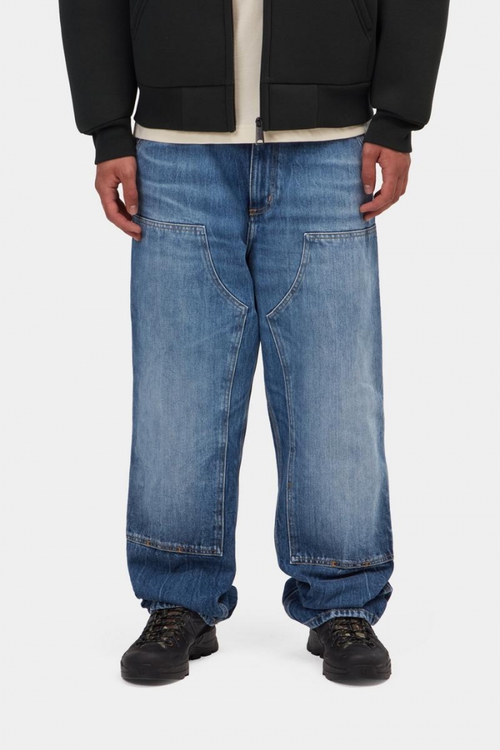 Carhartt Double Knee Pant - Blue, Marble used wash