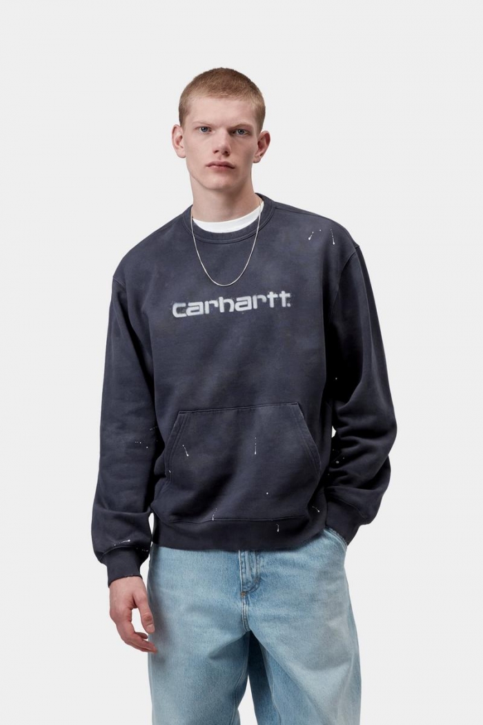 Carhartt Painter Sweatshirt - Dark Navy, Destroy wash, splatter