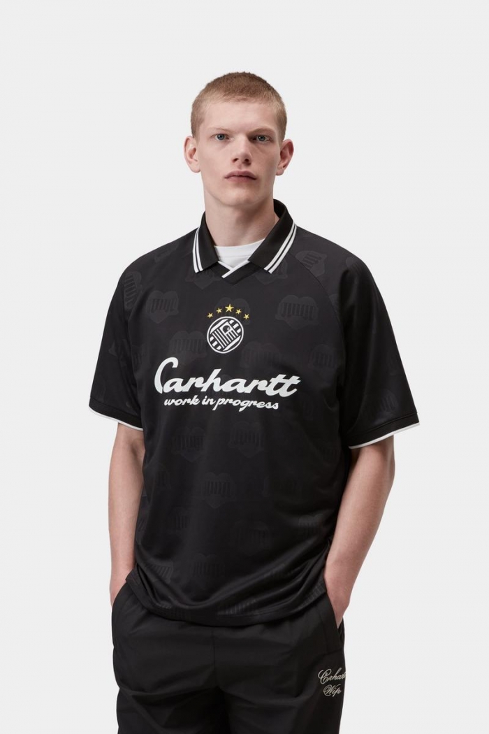 Carhartt S/S Terrace Football T-Shirt - Heart Train Jacquard, Black