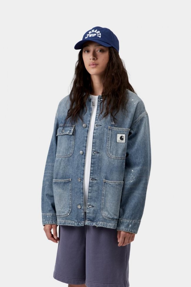 Carhartt OG Michigan Coat - Blue, Destroy wash, splatter