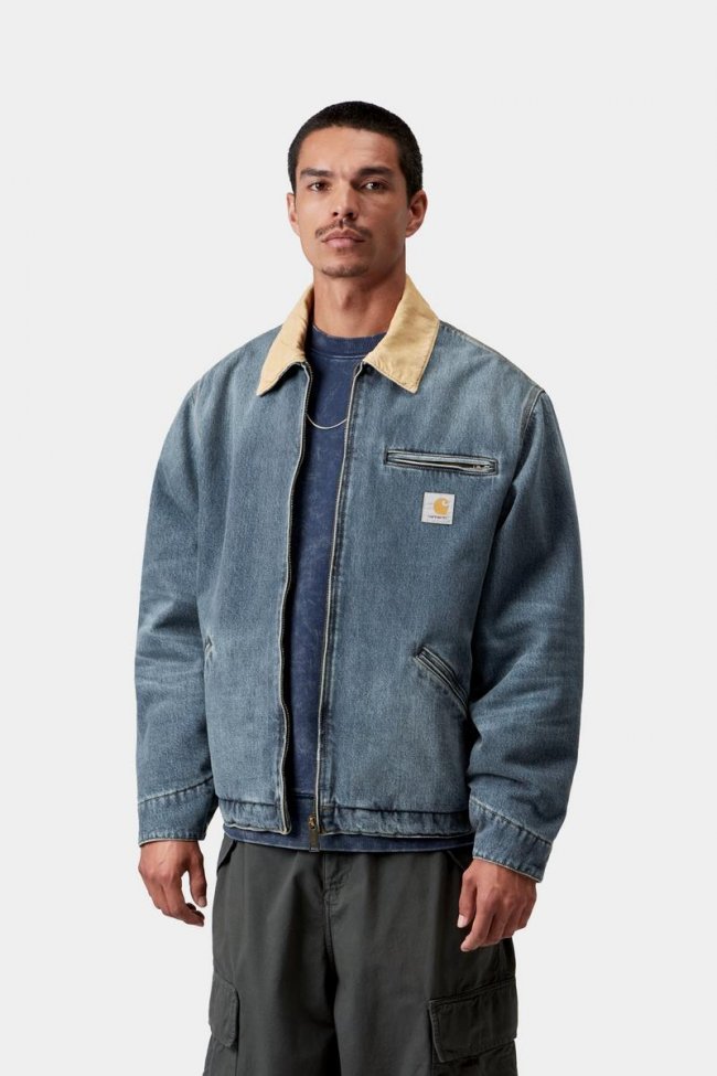 Carhartt OG Detroit Jacket - Blue / Dusty H Brown, Old used wash