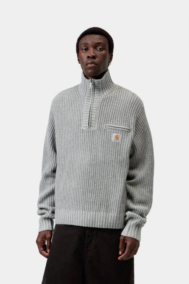 Carhartt Detroit Half Zip Sweater - Grey Heather Carhartt Detroit Half Zip Sweater - Grey Heather