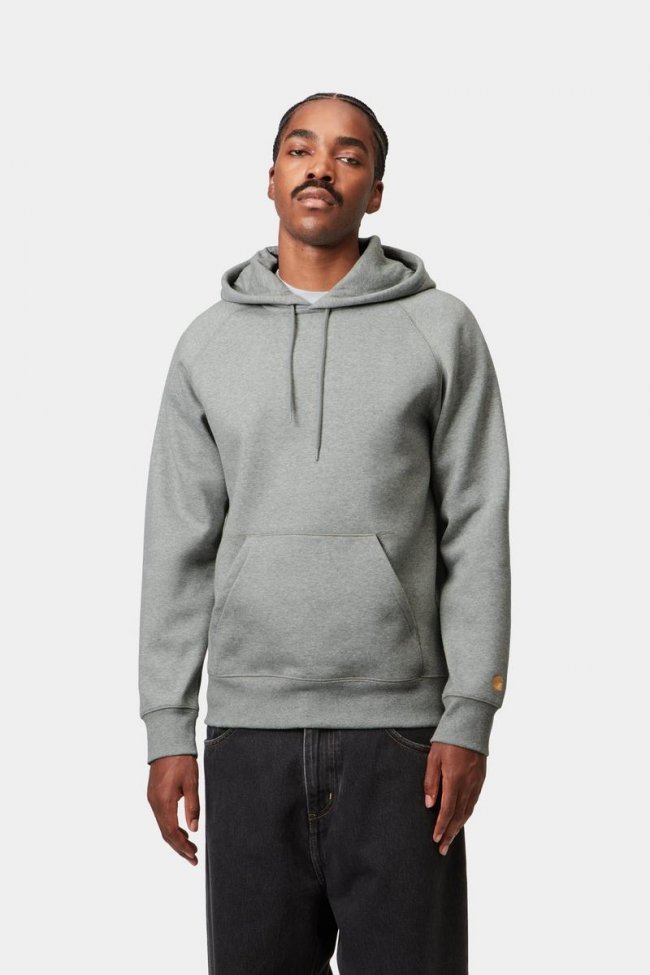 Carhartt Hooded Chase Sweatshirt - Grey Heather / Gold