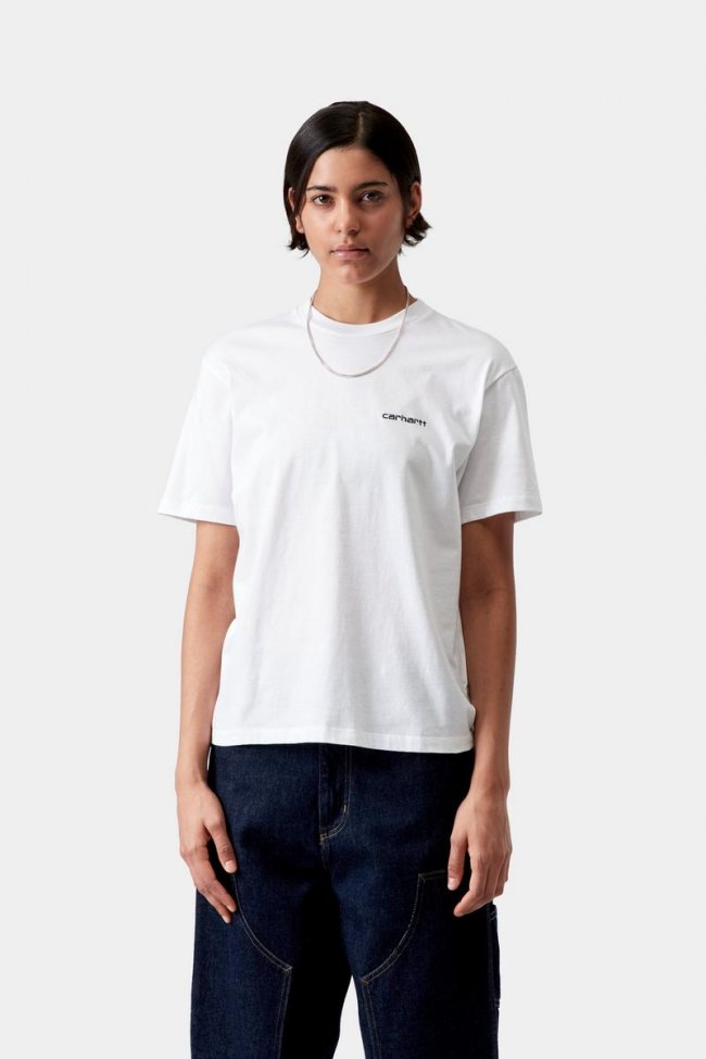 Carhartt S/S Script Embroidery T-Shirt - White / Black