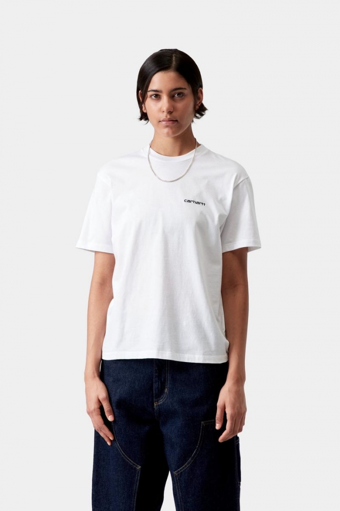 Carhartt S/S Script Embroidery T-Shirt - White / Black