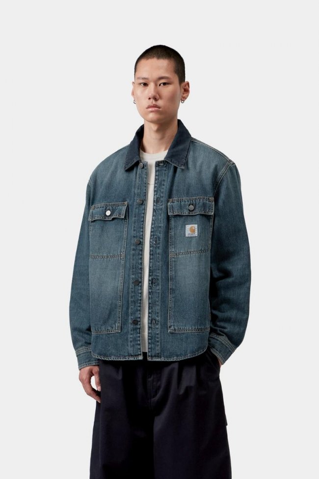 Carhartt Oakland Shirt Jac - Blue / Dark Navy, Worn used wash Carhartt Oakland Shirt Jac - Blue / Dark Navy, Worn used wash