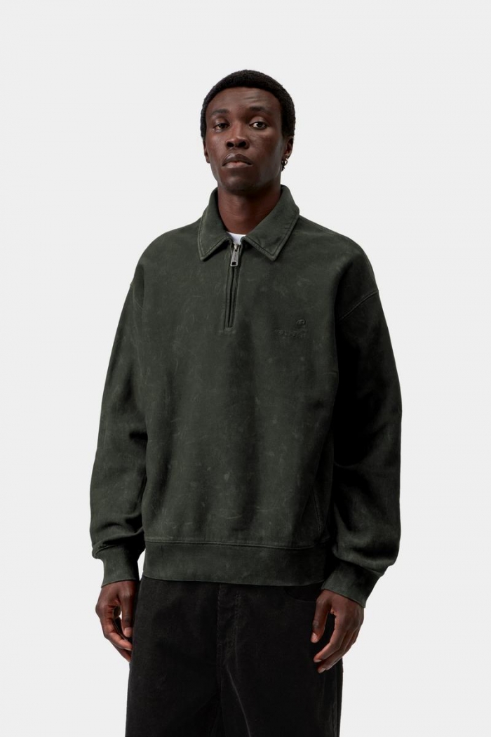 Carhartt Lambert Polo Sweatshirt - Raven, Moon wash
