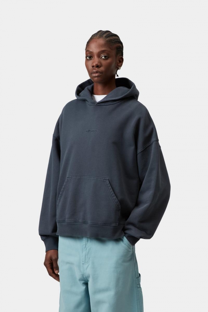 Carhartt Hooded Benton Sweatshirt - Carbon, Garment dyed