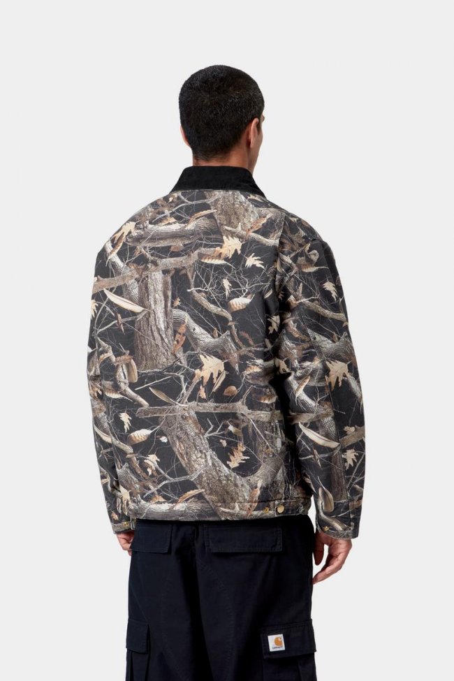 Carhartt OG Detroit Jacket - Camo Feather Tree, Black / Black, Heavy stone wash Carhartt OG Detroit Jacket - Camo Feather Tree, Black / Black, Heavy stone wash