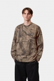 Carhartt L/S Feather Tree T-Shirt - Camo Feather Tree, Khaki / Shungite, Garment dyed