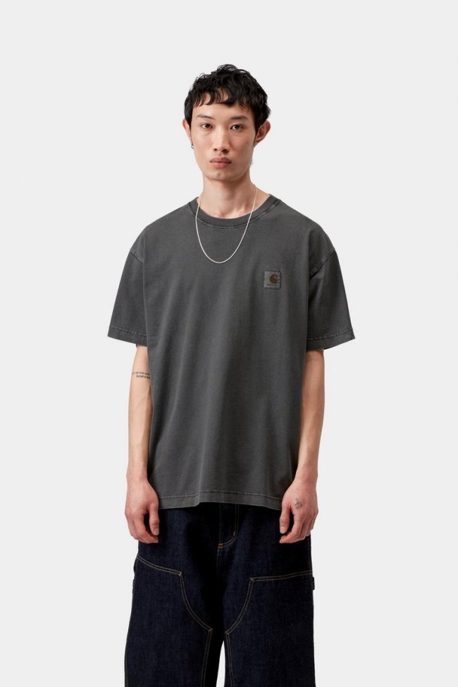 Carhartt S/S Nelson T-Shirt - Black, Garment dyed