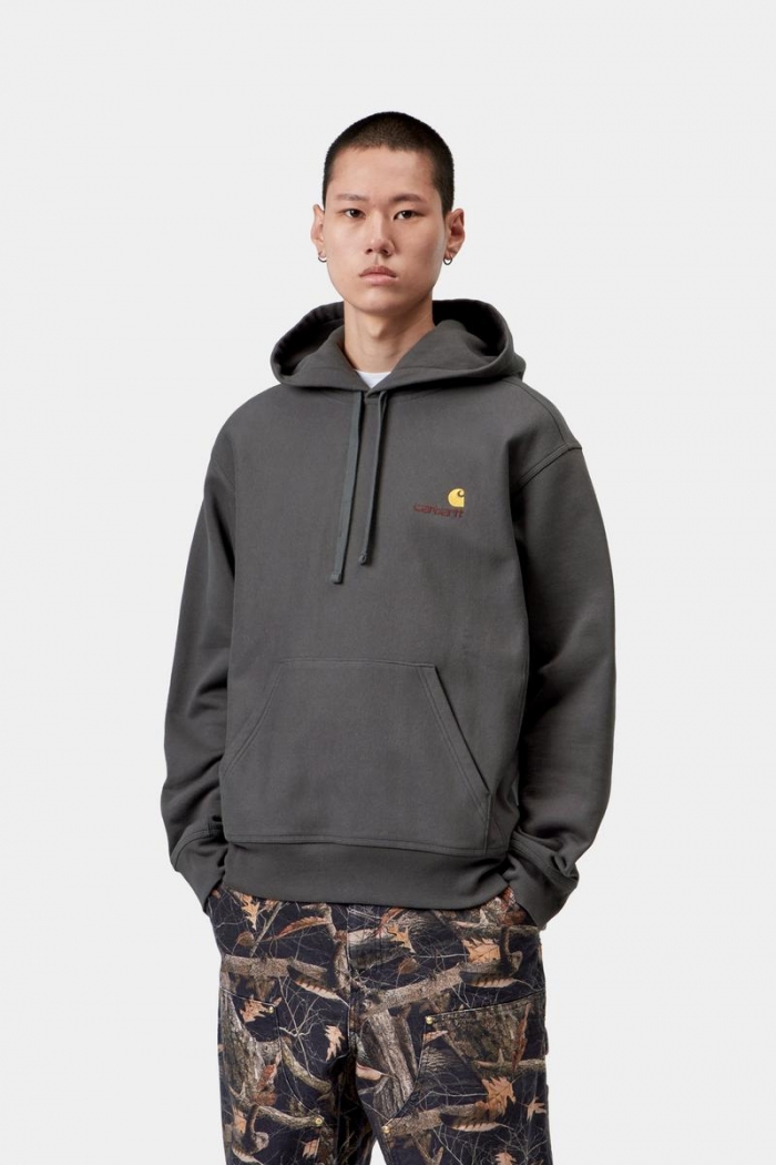 Carhartt Hooded American Script Sweatshirt - Graphite