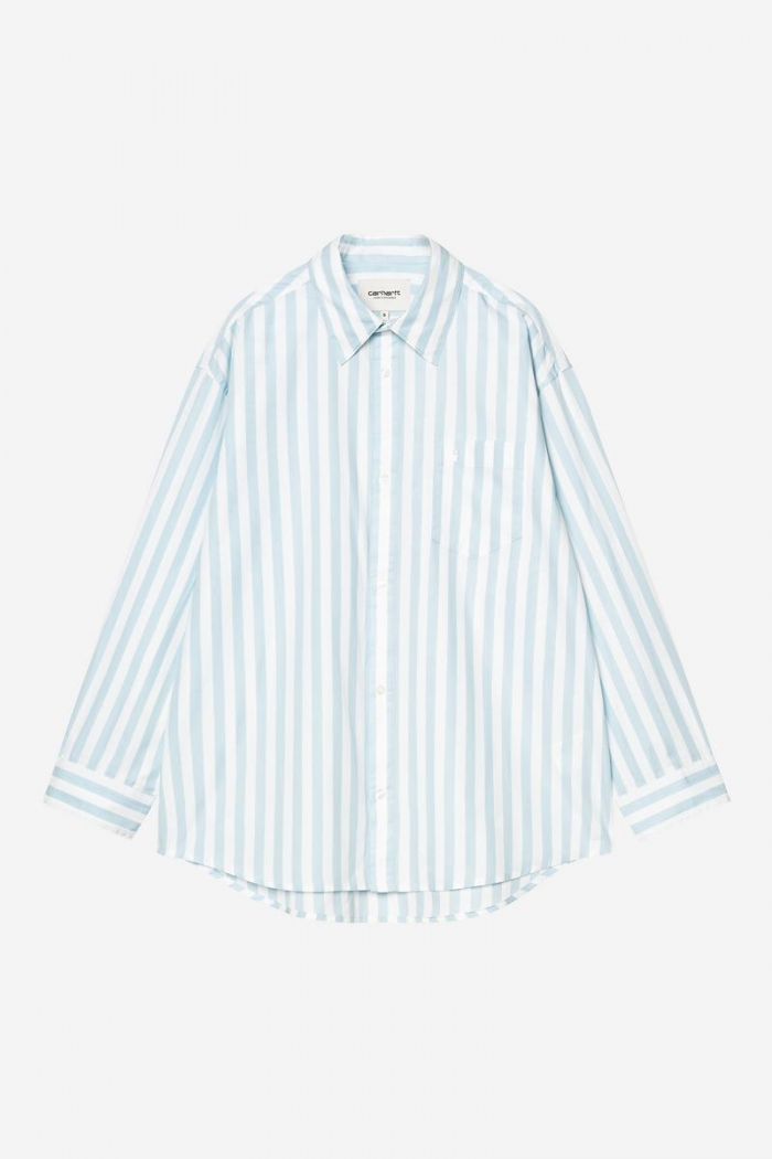 Carhartt L/S Royce Shirt - Royce Stripe, Icaria / White