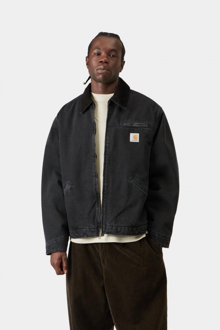 Carhartt OG Detroit Jacket - Black / Black, Stone washed