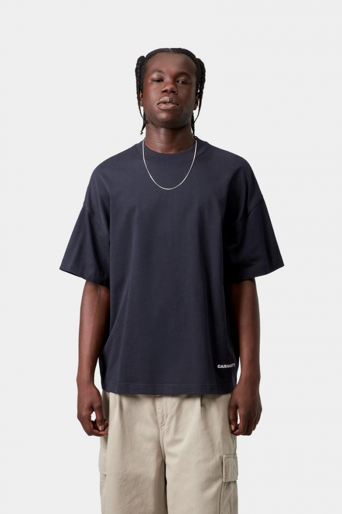 Carhartt S/S Link Script T-Shirt - Dark Navy / White