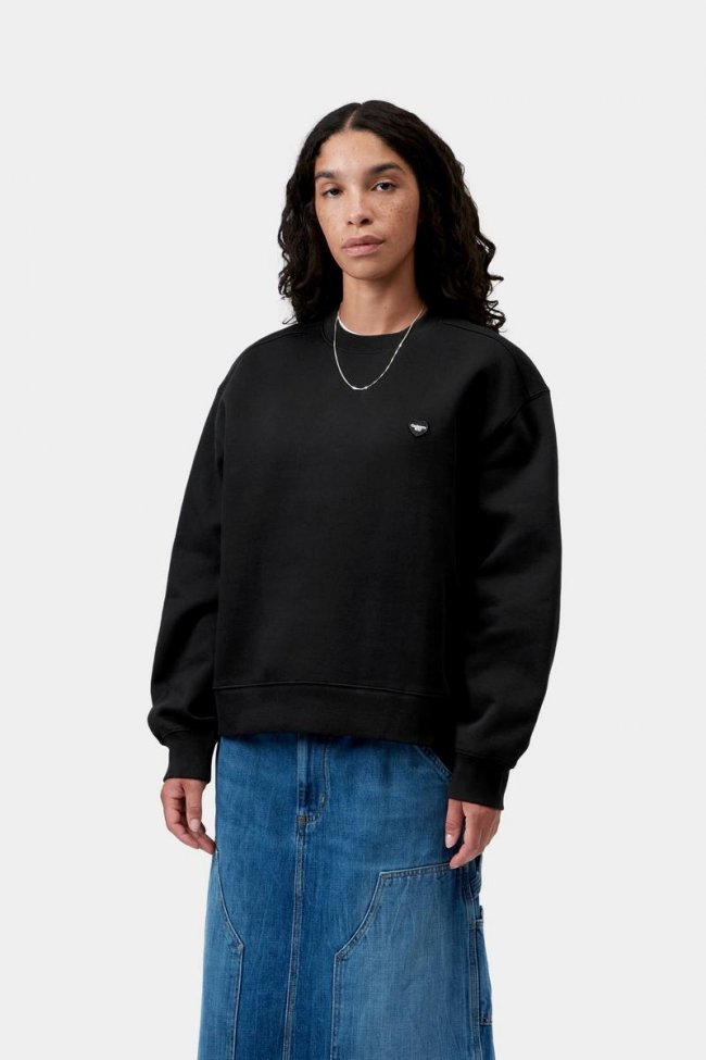 Carhartt Small Heart Patch Sweatshirt - Black / Black Carhartt Small Heart Patch Sweatshirt - Black / Black