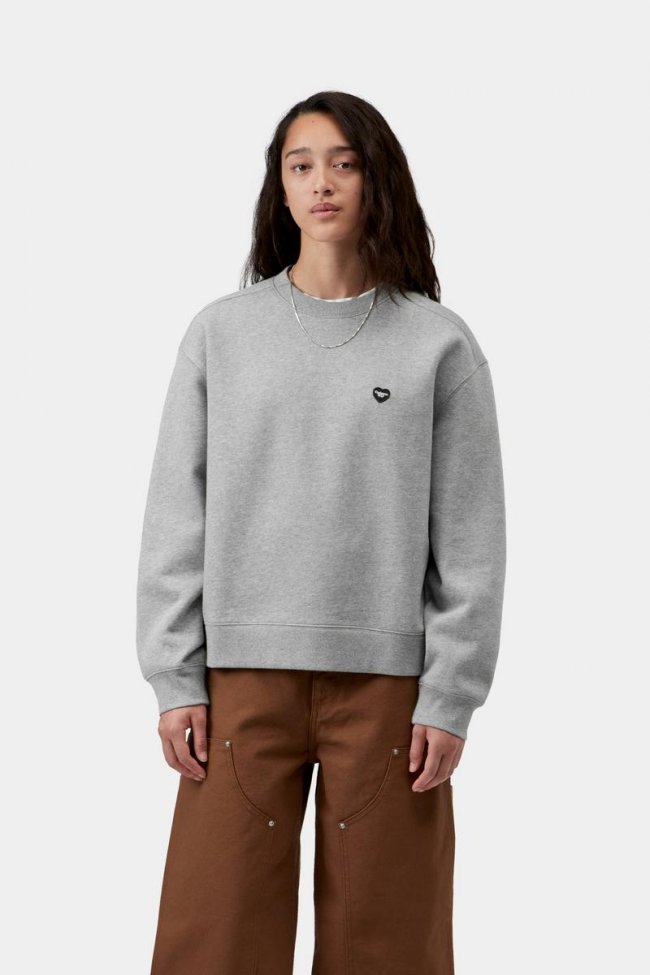 Carhartt Small Heart Patch Sweatshirt - Grey Heather / Black Carhartt Small Heart Patch Sweatshirt - Grey Heather / Black