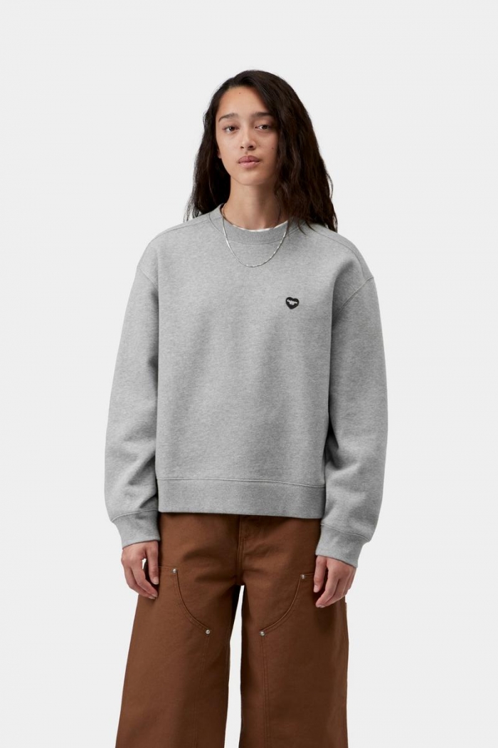 Carhartt Small Heart Patch Sweatshirt - Grey Heather / Black