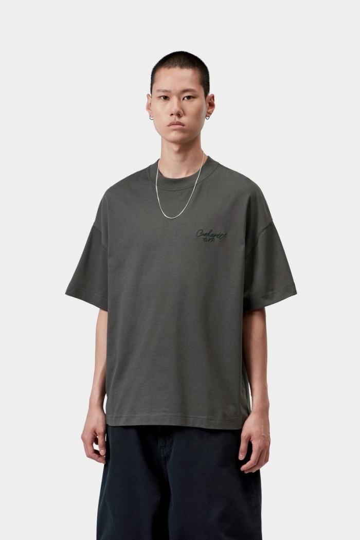 Carhartt S/S Signature Script T-Shirt - Graphite / Dark Scarab