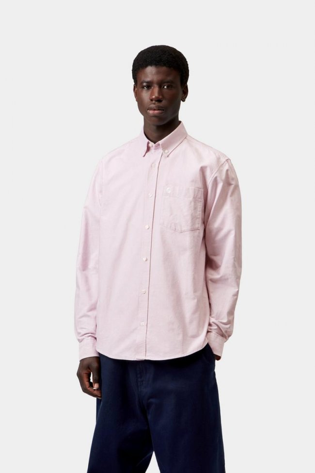 Carhartt L/S C-Logo Shirt - Hortensia / White Carhartt L/S C-Logo Shirt - Hortensia / White