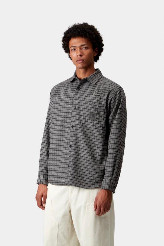 Carhartt L/S Lowis Shirt - Lowis Houndstooth, Grey Heather