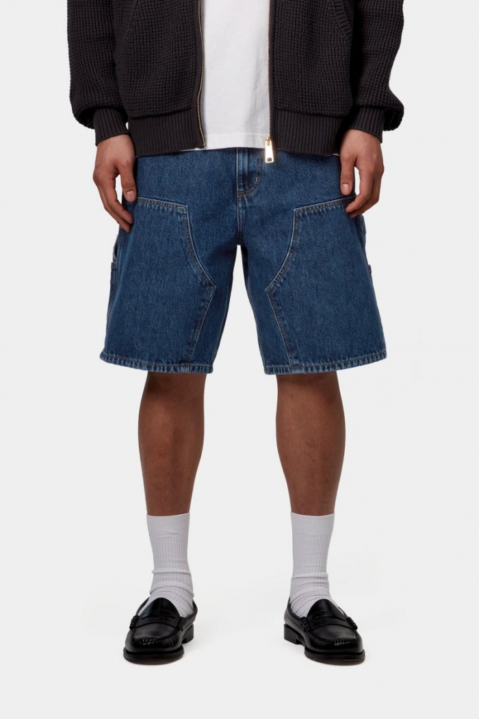 Carhartt Double Knee Short - Blue, Stone washed