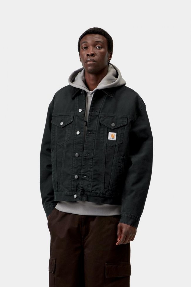 Carhartt OG Trucker Jacket - Black / Black, Stone canvas