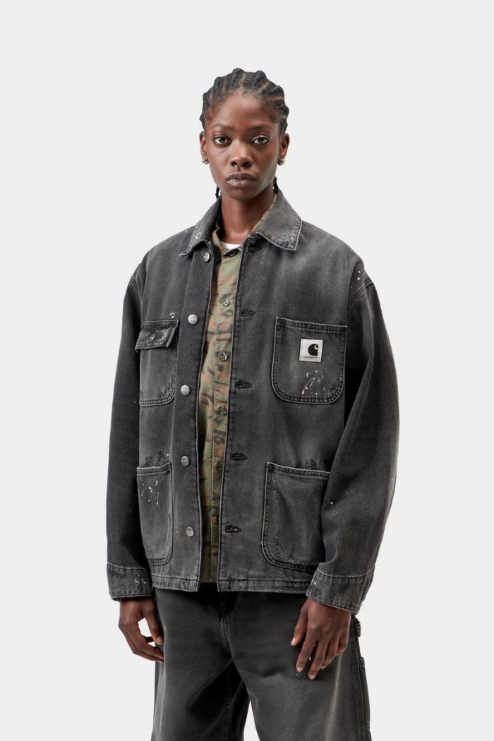 Carhartt OG Michigan Coat - Black, Destroy wash, splatter