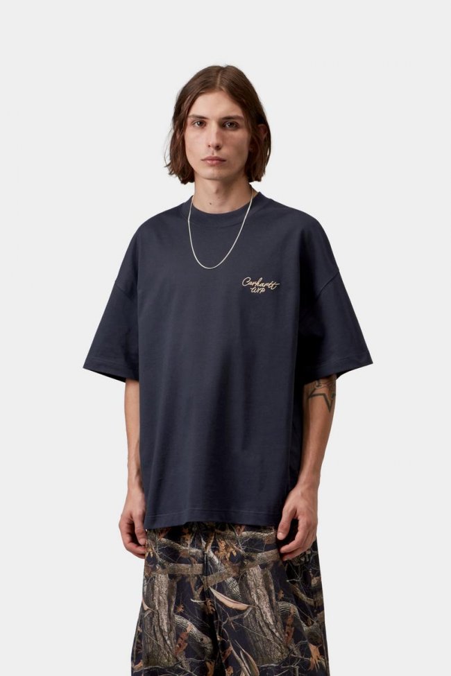 Carhartt S/S Signature Script T-Shirt - Dark Navy / WIP Dusty H