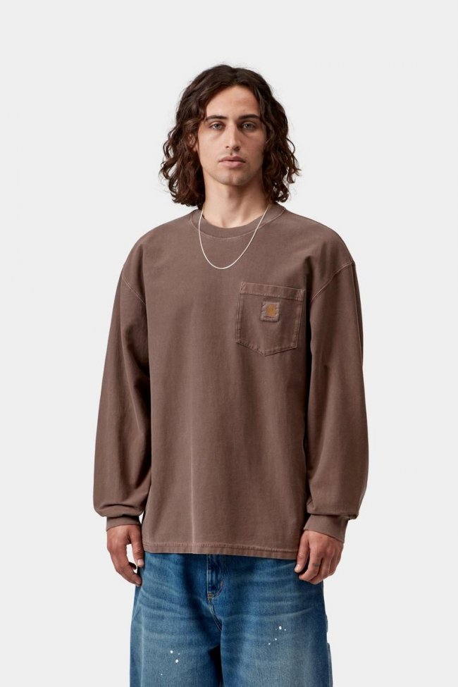 Carhartt L/S Loose Pocket T-Shirt - Tobacco, Garment dyed