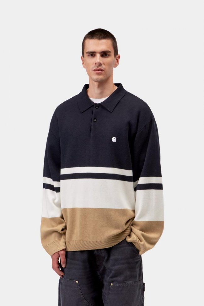 Carhartt L/S Austin Polo - Rugby Jacquard, Dark Navy Carhartt L/S Austin Polo - Rugby Jacquard, Dark Navy