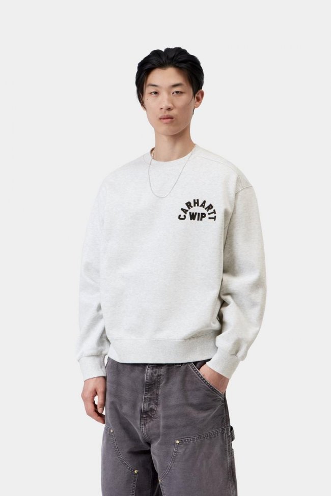 Carhartt Arch Script Sweatshirt - Ash Heather / Dark Navy, Stone washed Carhartt Arch Script Sweatshirt - Ash Heather / Dark Navy, Stone washed