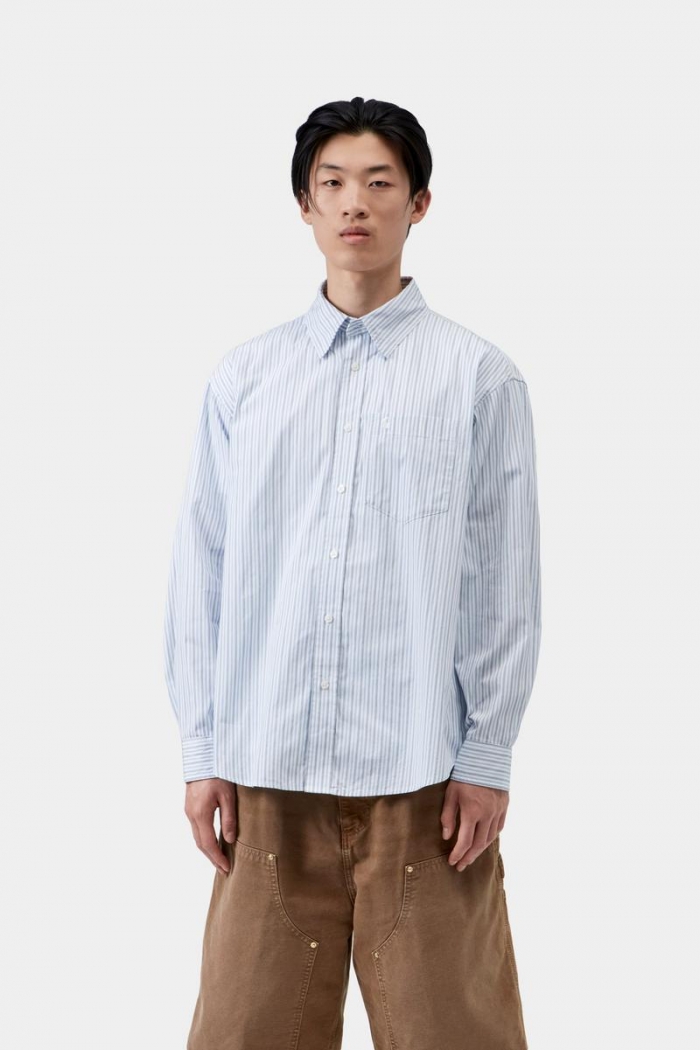 Carhartt L/S Keene Shirt - Keene Stripe, White