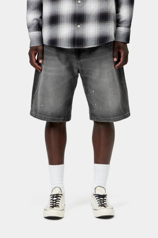 Carhartt Landon Short - Black, Destroy wash, splatter