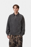 Carhartt Lambert Polo Sweatshirt - Black, Moon wash Carhartt Lambert Polo Sweatshirt - Black, Moon wash
