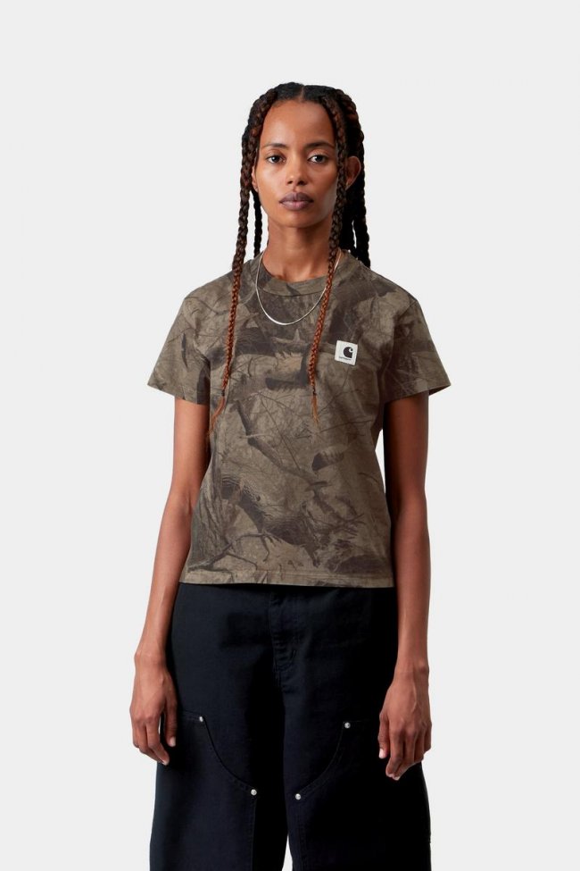Carhartt S/S Feather Tree T-Shirt - Camo Feather Tree, Khaki / Shungite, Garment dyed Carhartt S/S Feather Tree T-Shirt - Camo Feather Tree, Khaki / Shungite, Garment dyed