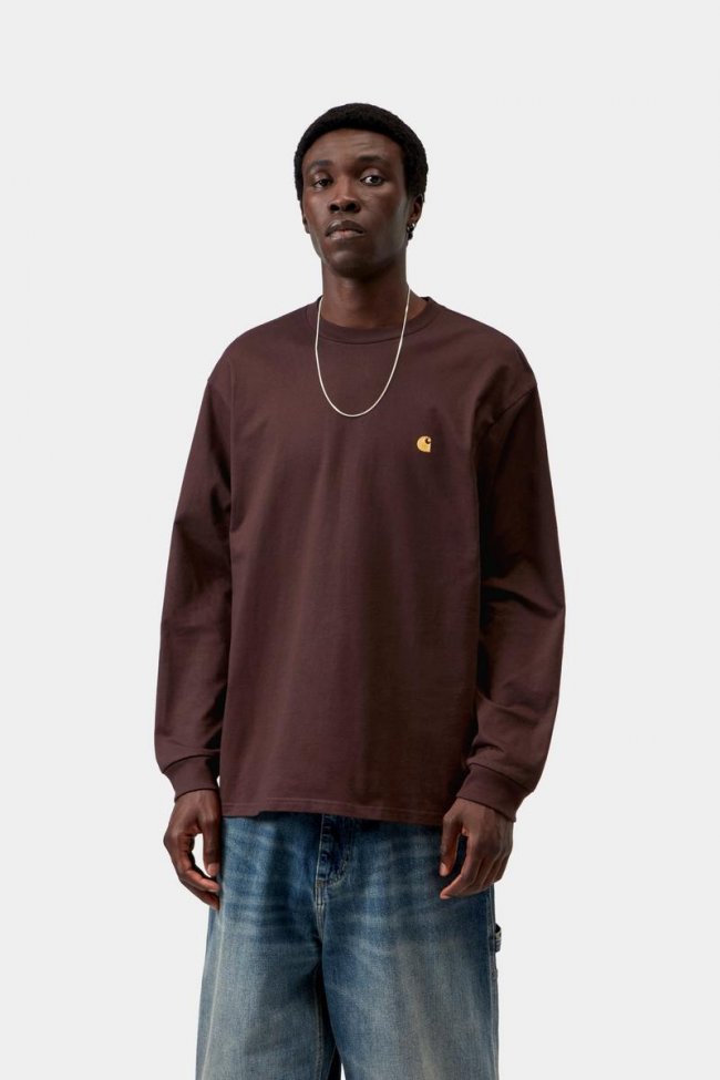 Carhartt L/S Chase T-Shirt - Palisander / Gold